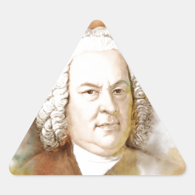 Adesivo Triangular Johann Sebastian Bach Portrait em bege (Frente)