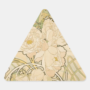 Adesivo Triangular Jovem corça 1897 dos rosas da peônia das peônia