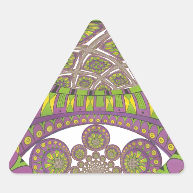 Adesivo Triangular Kaleidoscópio Tradicional Roxo e Amarelo Africano (Frente)