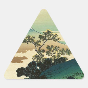 Adesivo Triangular Koshu Inume Toge - arte de Katsushika Hokusai