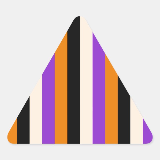 Adesivo Triangular Laranja Roxo Preto Listra de Halloween (Frente)