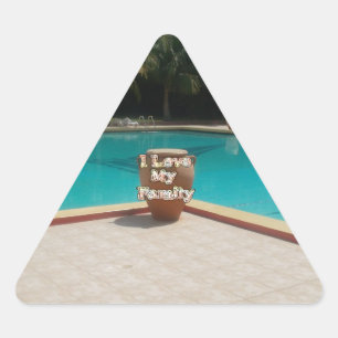 Adesivo Triangular Legal Hakuna Matata Piscina Lado Eu amo Minha Famí