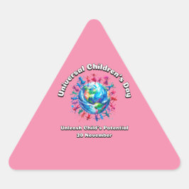 Adesivo Triangular Libere o potencial da criança. Dia Mundial da Cria
