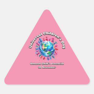 Adesivo Triangular Libere o potencial da criança. Dia Mundial da Cria