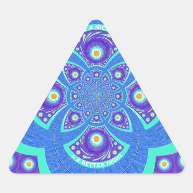Adesivo Triangular Linda e adorável design da Flora Azul-Mandala Afri (Frente)