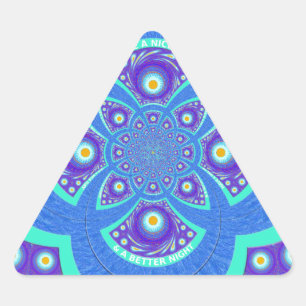 Adesivo Triangular Linda e adorável design da Flora Azul-Mandala Afri