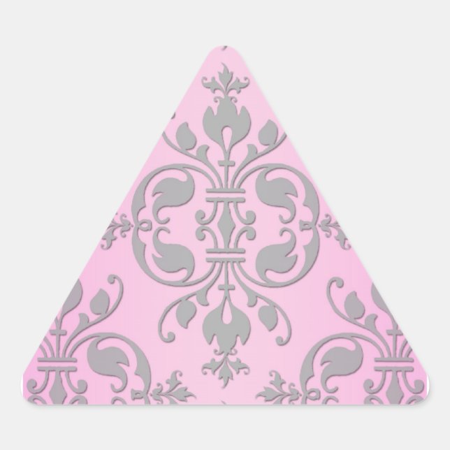 Adesivo Triangular Lindo Damasco Rosa e Cinza Feminino (Frente)