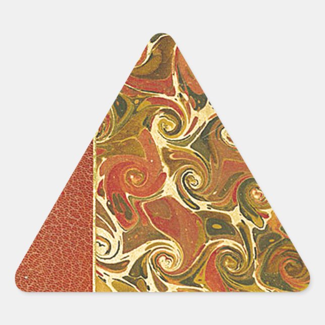 Adesivo Triangular Livro Antiquado Elegante, Padrão de espiral do Orn (Frente)