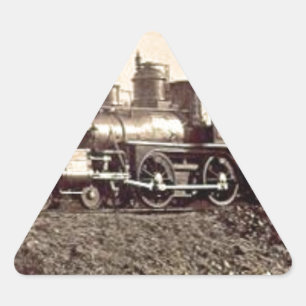 Adesivo Triangular locomotiva a vapor ferroviária antiga vintage