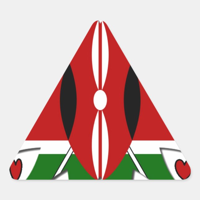 Adesivo Triangular Lovely Hearts Kenya: Flag Art Motif (Frente)