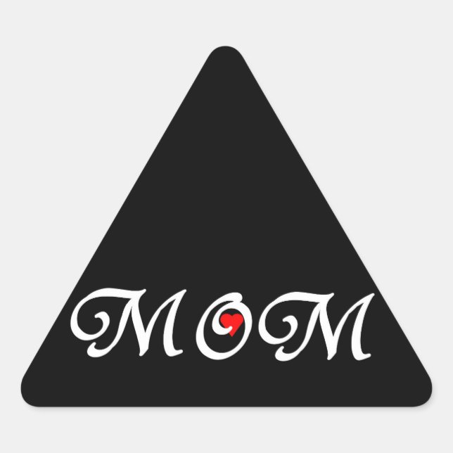 Adesivo Triangular Mãe com coração vermelho (Frente)