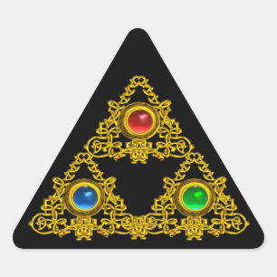 ADESIVO TRIANGULAR MÁGICO ELFIC TALISMAN/DOURADO TRIÂNGULO COM GEMS