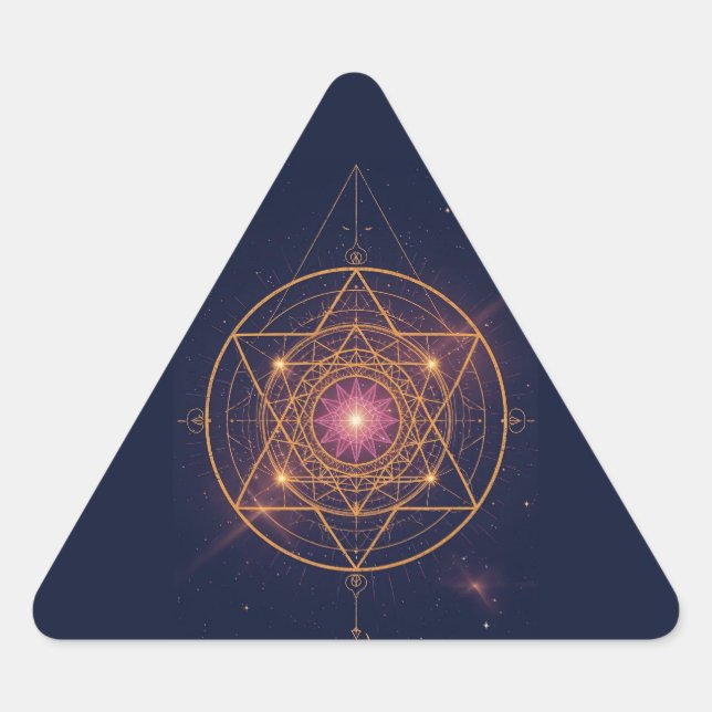 Adesivo Triangular Mandala Luminoso de Harmonia Dourada (Frente)