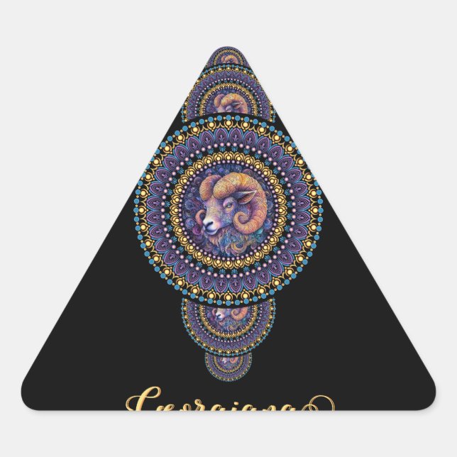 Adesivo Triangular Mandala Ornamental de Leigos Brancos Personalizado (Frente)