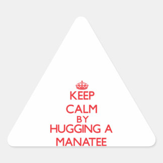 Adesivo Triangular Mantenha a calma abraçando um Manatee