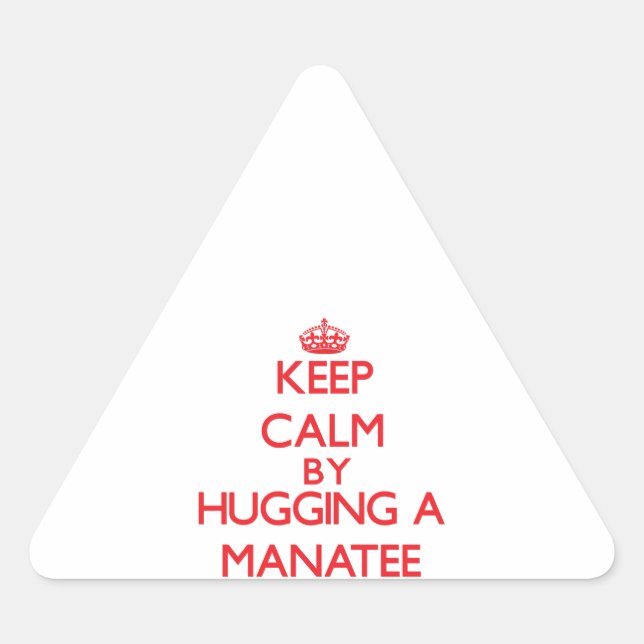 Adesivo Triangular Mantenha a calma abraçando um Manatee (Frente)