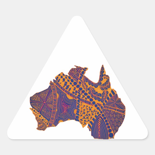 Adesivo Triangular Map Doodle Orange Purple, Austrália (Frente)