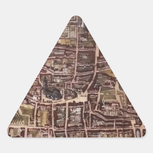 Adesivo Triangular Mapa da cidade de réplica de Haia 1649 (Frente)