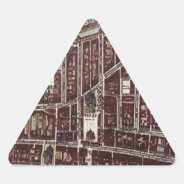 Adesivo Triangular Mapa da cidade de réplica do Delft 1649 (Frente)