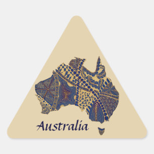 Adesivo Triangular Mapa de Doodle Decorativo da Austrália Desenhado