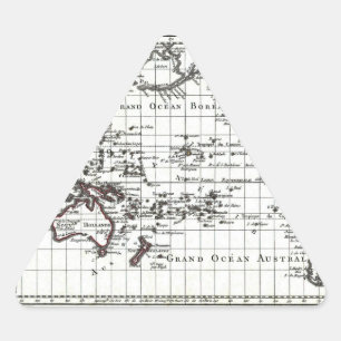 Adesivo Triangular Mapa do Vintage 1806 - Australasie et Polynesie