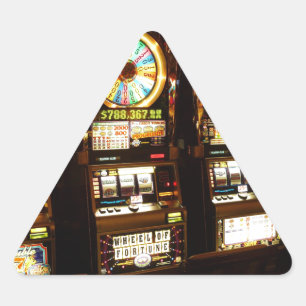 Adesivo Triangular Máquina de jogo Um Bandido Armado Dinheiro Las Veg