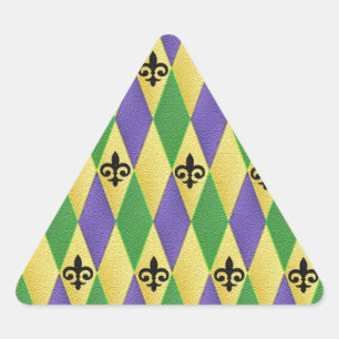 Adesivo Triangular Mardi Gras Harlequin Fleur De Lis