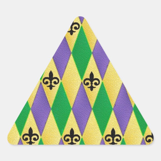 Adesivo Triangular Mardi Gras Harlequin Fleur De Lis (Frente)