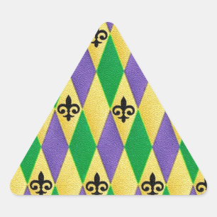 Adesivo Triangular Mardi Gras Harlequin Fleur De Lis