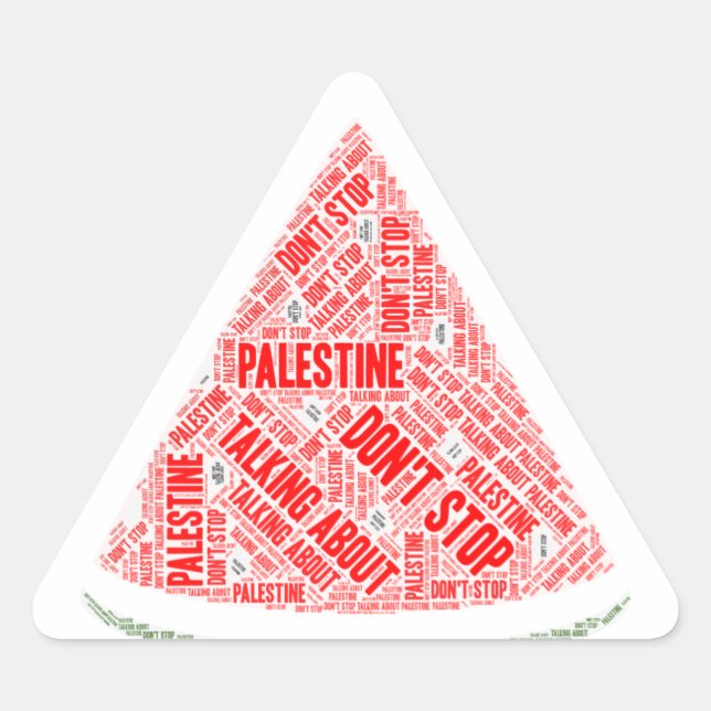 Adesivo Triangular Melancia Não pare de falar sobre a Palestina (Frente)