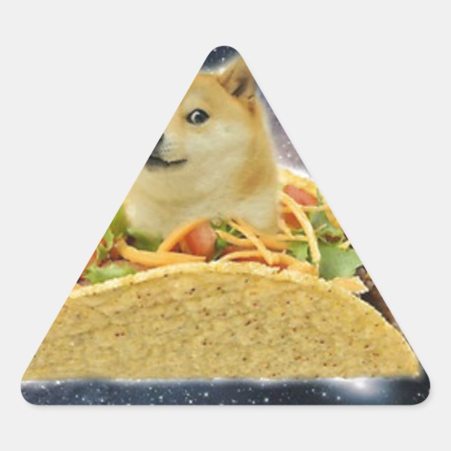 Adesivo Triangular meme do taco espacial doge (Frente)