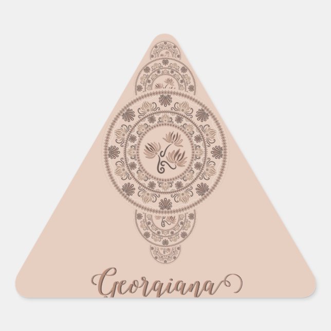 Adesivo Triangular Mocha Rococo Lotus Mandala Ornamental Personalizad (Frente)