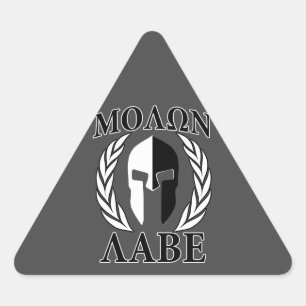 Adesivo Triangular Molon Labe Spartan Helmet Laurels Charcarbonos