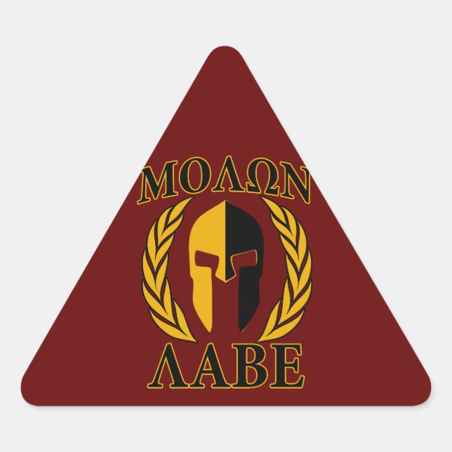 Adesivo Triangular Molon Labe Spartan Mask Laurels Burgundy Vermelho (Frente)