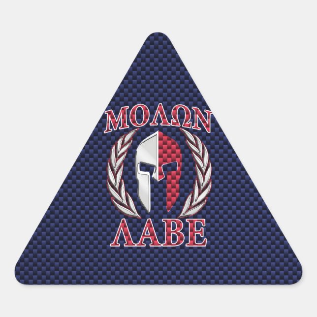 Adesivo Triangular Molon Labe Warrior Mask Blue Carbon Fibra Impressã (Frente)