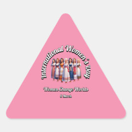 Adesivo Triangular Mulheres Mudam Mundos. Dia Internacional da Mulher