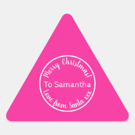 Adesivo Triangular Natal Personalizado de Papai Noel Rosa Quente