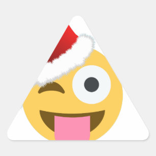 Adesivo Triangular natal santa claus winking emoji