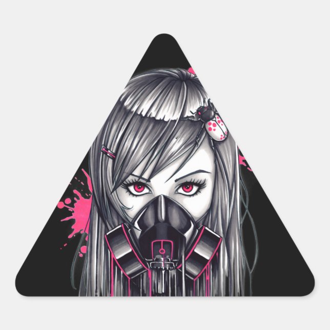 Adesivo Triangular Neon Gas Mask Girl (Frente)