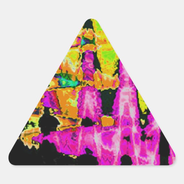 Adesivo Triangular Neon Glitch Abstrato Art Impressão (Frente)