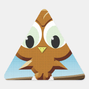 Adesivo Triangular Newsprint Cartoon Owl