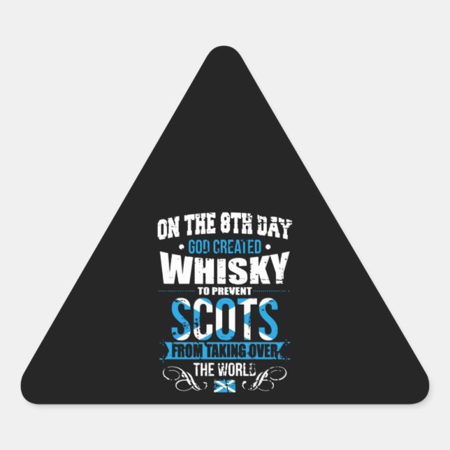 Adesivo Triangular No 8º Dia Deus Criou Escoceses Whiskey (Frente)