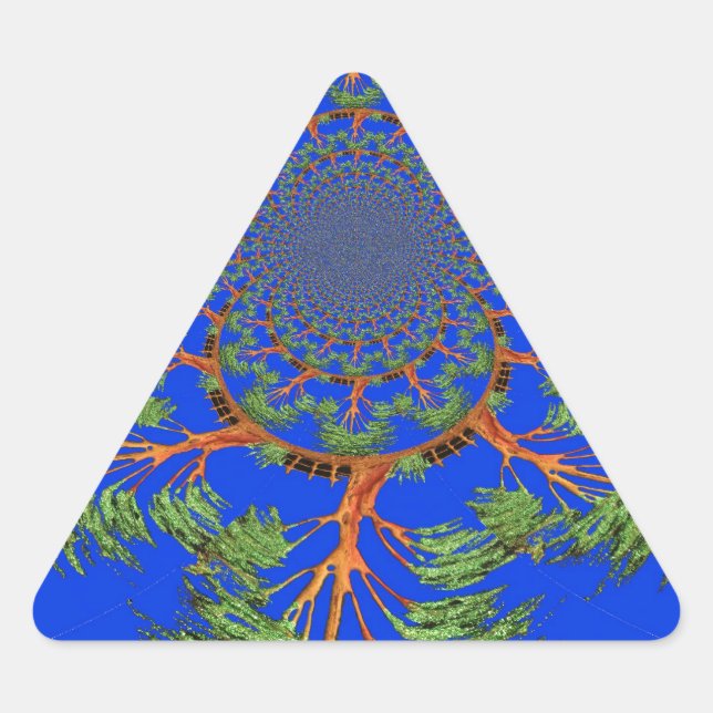 Adesivo Triangular No céu azul: Coleção de Árvores Acácia (Frente)