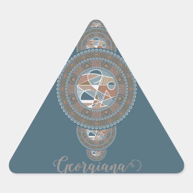 Adesivo Triangular Nome Dourado Teal Abstrato Oronal Mandala (Frente)