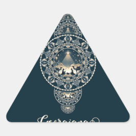 Adesivo Triangular Nome Personalizado Estrela Santa de Mandala Orname