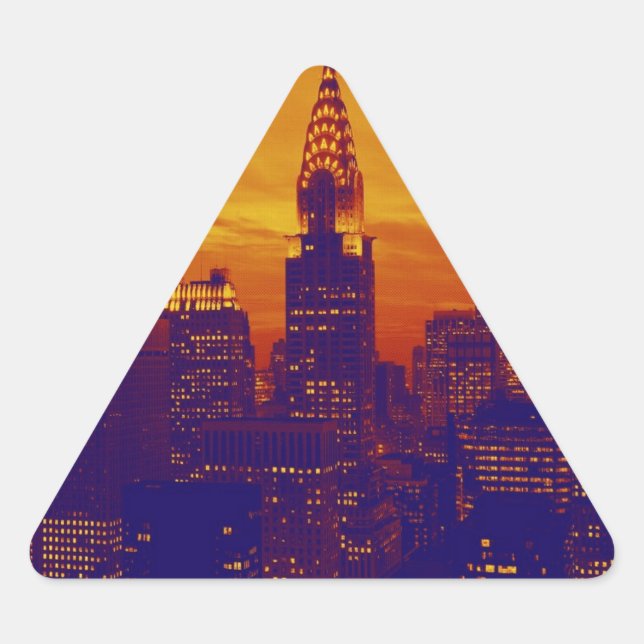 Adesivo Triangular Nova Iorque Pop de Arte Azul Laranja (Frente)