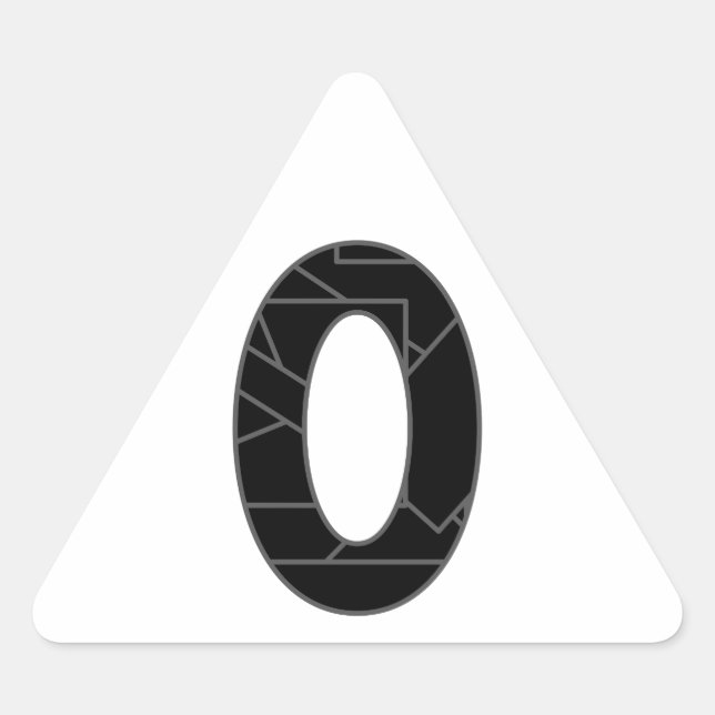 Adesivo Triangular O número zero (0) em preto (Frente)