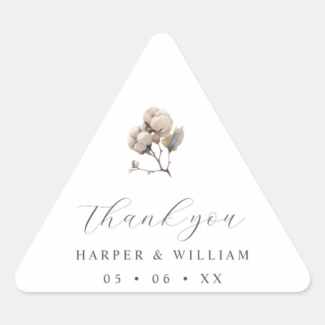 Adesivo Triangular obrigado de casamento de algodão d'água (Frente)