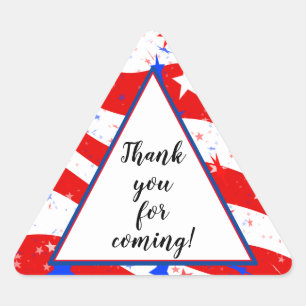 Adesivo Triangular Obrigado   Estrelas e faixas do Dia da Independên