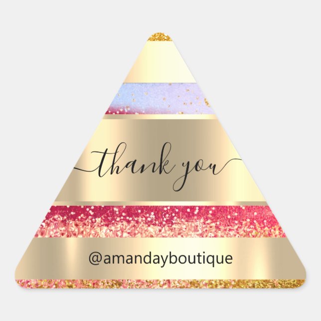 Adesivo Triangular Obrigado Por Comprar O Triângulo Dourado Com A Gli (Frente)